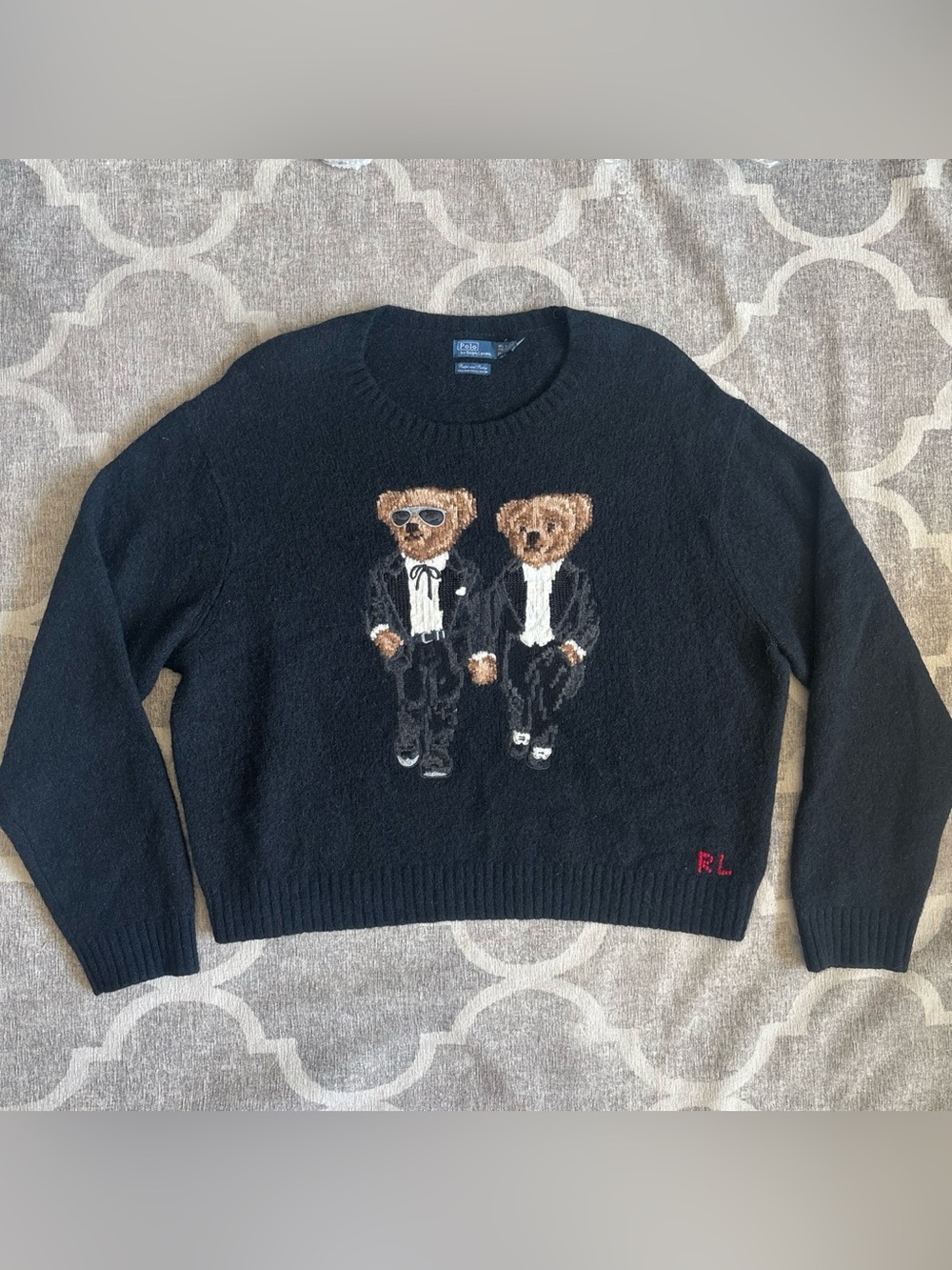 Polo Ralph Lauren Ricky & Ralph Black Special Edition Bear Sweater Jumper XXL